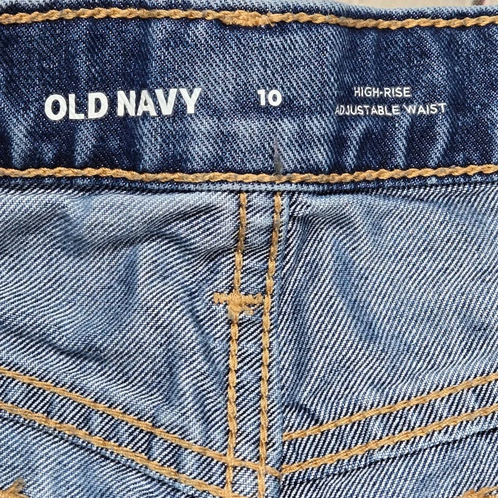 Old Navy Girls‎ Blue Denim High Rise Adjustable Waist Cutoff Jean Shorts Size 10